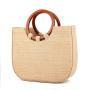 Women's grass woven leisure wooden handle woven women's bag