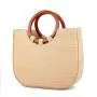 Women's grass woven leisure wooden handle woven women's bag