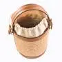 2024 Bag Ladies Luxury Flax Raffia With Leather Women Bucket Straw Bag Tote Handbags Drawstring Bucket Bag