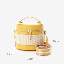 Wholesale Fashion Ladies Straw Bucket  Bags Large Capacity Leather Cross-body Handbags Female Circle Ladies Bag