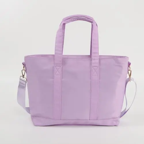 Hot sale zippered large storage totes embroidered custom tote hand bag fashion handbags women nylon tote bag