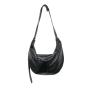 New Design Women Messenger Bag Simple Wrinkled Edges PU Leather Half Moon Crossbody Bag Large Fashion Leisure Lady Shoulder Bag