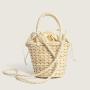 2024 Spring And Summer New Women'S Bag Small Daisies Embroidered Straw Handbag Pastoral Wind Bucket Bag Shoulder Crossbody Bag