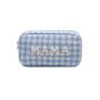 Designer Jewelry Tweed Cosmetic Zipper Lock Custom Embroidery Letter Checkered Makeup Bag Professional Top Zipper Pouch