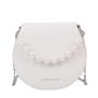 HR351 New Fashion Chain Pearl Handheld Shoulder Bag Simple Crossbody Saddle Bag PU Leather Magnetic Button Oval Bag For Women