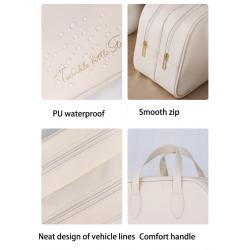 ZF175 New PU Cosmetic Bag Ladies Fashion Portable Travel Wash Handbag Waterproof Makeup Storage Bag Double Tier