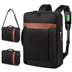Fashion Concertible 3 in 1 laptop backpack shoulder messenger bags business briefcase travel office USB laptop backpack for men