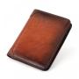 NEW Man Casual Short Trifold Wallet Vintage Slim cow leather wallet for men credit card holder multi-function wallet with zipper