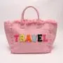 Wholesale Tassel Canvas Tote Bag Women Foldable Chenille Patch Cotton Shopping Bags With Custom Logo