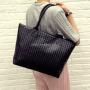 Gelory New Fashion PU Leather Woven Fancy Young Lady Tote Bag Handbag