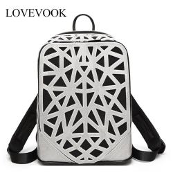 2021 LOVEVOOK geometric women backpack school bags  fashion hollow backpack for travel work school large backpack for ladies