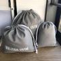 Custom Logo Printed Grey Cotton Linen Drawstring Pouch Cotton Linen Gift Packing Bag