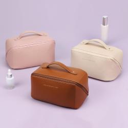New Arrival support Logo customization Big Capacity Waterproof Travel Toiletry Pouch Soft PU Cosmetic Bags For Women