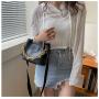 2023 New Korean Version Of Fashion Small Square Bag Trend Texture Chain Single Shoulder Bucket Bag Pu Leather Zipper Handbag