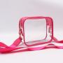 RTS Stock Pink Girls Mini Clear Crossbody Bag Stadium Approved Messenger Bag PVC Transparent Shoulder Bag With Adjustable Strap