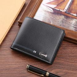 Men's Casual Fashion Wallet Waterproof Large Capacity Short Card Bag Coin Purse Youth Style Simple Thin Design Cross-Border Use