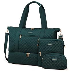 LOVEVOOK Factory 3pcs Travel Weekender Bag for Women Duffle Bag with Shoes Compartment Makeup Purse Carry-on Tote Gym Duffel Bag