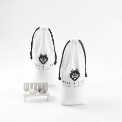 Customized Logo Natural Cotton Drawstring Linen Hair Packaging Cosmetic Bag White Soft Cotton Linen Gift Pouch