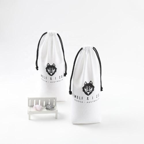 Customized Logo Natural Cotton Drawstring Linen Hair Packaging Cosmetic Bag White Soft Cotton Linen Gift Pouch