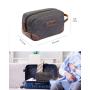 Custom Retro Bathroom Bag Men's Shaving Kit for Travel Accessories Leather and Canvas Travel Toiletry Bag for Men