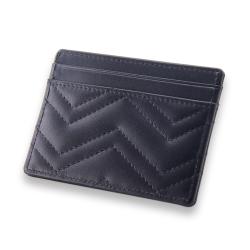Quilted card wallet RFID quilted genuine leather card holder with logo