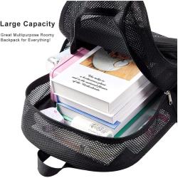 Gelory Wholesale Heavy Duty Semi-Transparent Mesh Sports Backpack See Through College Student Backpack