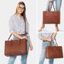 LOVEVOO 2022 15.6 Inch Laptop Bag 2pcs set Large Elegent Handbags for Ladies PU Leather Business Work Briefcase Women's Tote Bag