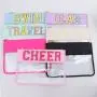 Keymay 19 Colors RTS Stock High Quality Bright Colors Personalized Letter Pvc Clear Pouch Makeup Pouch Bag Flat Cosmetic Bag