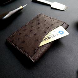 Luxury New Designer Custom Genuine Ostrich Skin Bifold Card Holder Man Women Mini Card Package Business Small Card Wallet