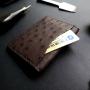 Luxury New Designer Custom Genuine Ostrich Skin Bifold Card Holder Man Women Mini Card Package Business Small Card Wallet