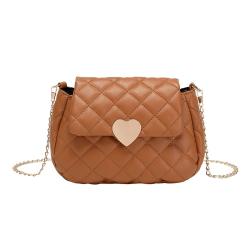 Heart Shaped Clasp Rhombic Embroidered Sling Messenger Bag Long Chain Mobile Bag Lingge Shoulder Bag Women