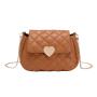 Heart Shaped Clasp Rhombic Embroidered Sling Messenger Bag Long Chain Mobile Bag Lingge Shoulder Bag Women