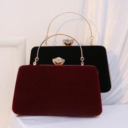 New Arrival Vintage Clutch Bag Ladies Party Purse Hand Bags Elegant Pearl Chain Velvet Evening Bag For Woman