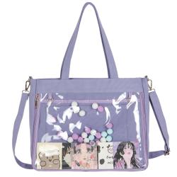 Custom Ita Bag Low MOQ Large Pin Display Clear Window Canvas ITABAG Fashion Design Women Tote Bag