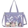 Custom Ita Bag Low MOQ Large Pin Display Clear Window Canvas ITABAG Fashion Design Women Tote Bag