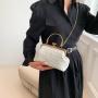 HR339 New Solid Color Pleated Dinner Clutch Bag Fashion Chain Single Shoulder Crossbody Bag PU Lock Buckle Portable Women's Bag