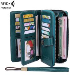 RFID Protection Women's Long Wallet Female Purses Card Holder Wallets vintage Leather Clutch Money Bag Simple Girls Wallet carteras para mujer