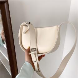 Half Moon Shape Shoulder Crossbody Bag Pure Color Woman Fashion Bag Pu Leather Bags Women Handbags Shoulder