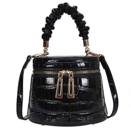 KBW470 Wholesale Hot Pleated Dinner Handbag Women Bag New Crocodile PU Ladies Bucket Single Shoulder Crossbody Bag