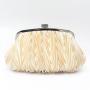 ZWY335 Champagne Pleated Polyester Ladies Evening Bag Banquet Party Luxury Rhinestone Clutch Bag Shell Shaped Prom Shoulder Bag