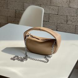 Women's Light Casual Small Single Shoulder Bag Metal Chain Solid Color Crossbody Bag Retro Soft Fashion Mini Clutch Bag Handbag