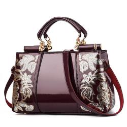 2024 wholesale Pu leather glossy women bags large capacity women's one shoulder crossbody women's handbags with embroidery