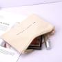 Small Eco-Friendly Custom Logo Printing Zipper Canvas Cosmetic Bag Plain Natural Black Cotton Canvas Makeup Pouch