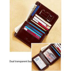 ZF208 Men Wallet Genuine Leather Oil Waxed Head Layer Cowhide Anti-theft Brush Vertical Card Bag Short Trifold Money Clip