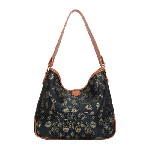 2024 Vendor Custom Logo Jacquard Fabric Leather Shoulder Bag For Women Luxury Purse
