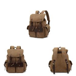 15.6 Inch Vintage Camping Outdoor Waterproof Travel Hiking School Bags Casual Sports Laptop Canvas Rucksack Backpack For Men
