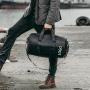 custom pu leather duffle bag with logo black tote weekender overnight carryon hand sports sac de gym duffel travel bag for men