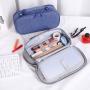 Creative multi functional large capacity polyester zipper stationery bag student double layer portable pencil bag