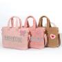 Keymay Popular Multi-color Personalized Letter Patches Bridesmaid Gift Sherpa Tote Bag Ladies Wedding Handbags Ladies Tote Bag