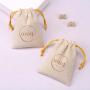 Recyclable Small Colico Antique Jewelry Storage Pouch Custom Logo Printed Drawstring Cotton Gift Packaging Musin Bag